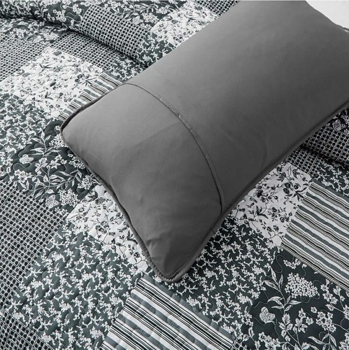 King Queen Size Bedspreads Set-Grey Coverlets Patchwork Comforter Bed Set - Picture 7 of 7