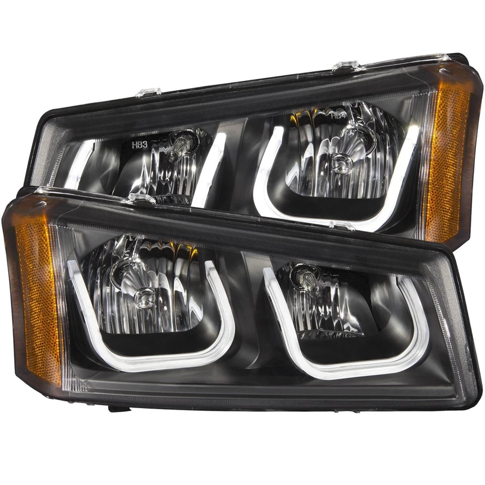 Faros LED negros barra U para Chevrolet Silverado 1500 2500 3500 2003-2006 Foto 3 de 4