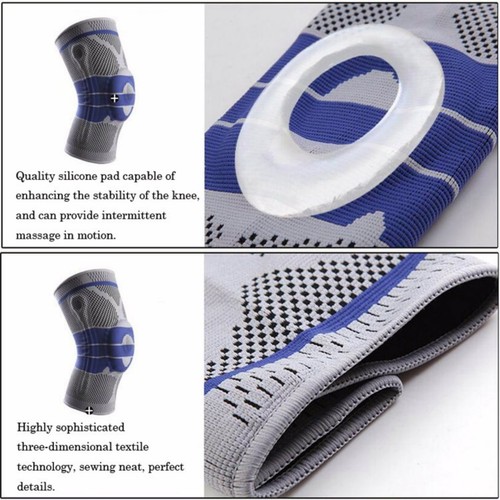 Sports Silicone Padded Knee Support Sleeve Nylon&Silicon Brace High Compression - Picture 6 of 7