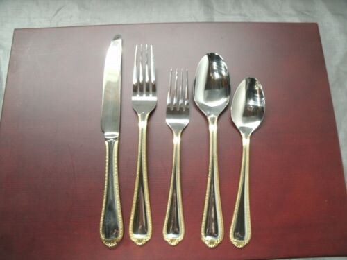 Cambridge VERONA Gold Stainless 65 pc 12~5 pc Place Setting + Extra Flatware NEW - Picture 2 of 7