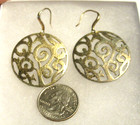 Vintage Scroll Work Gold Plated Round Hook Earrings — photo 1