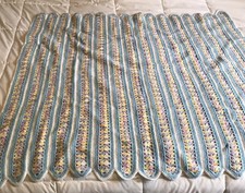 Handmade Crochet Pastel Colors Baby Crib Blanket Afghan Beautiful Clean EUC