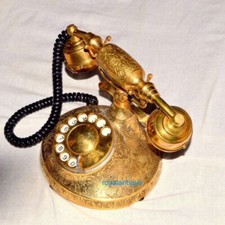 Vintage Brass Rotary Push Button Retro Baroque Phone Working Solid Shiny Brass