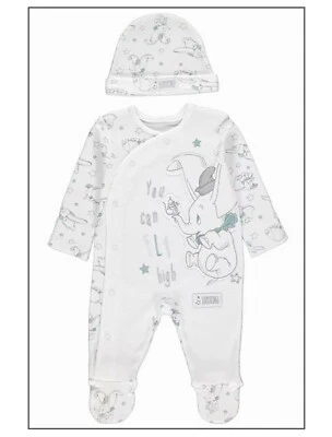 DISNEY, GEORGE 6-12 Monate Disney Baby Dumbo Babygrow & Hut Set Unisex Charakter Schlafanzug NEU