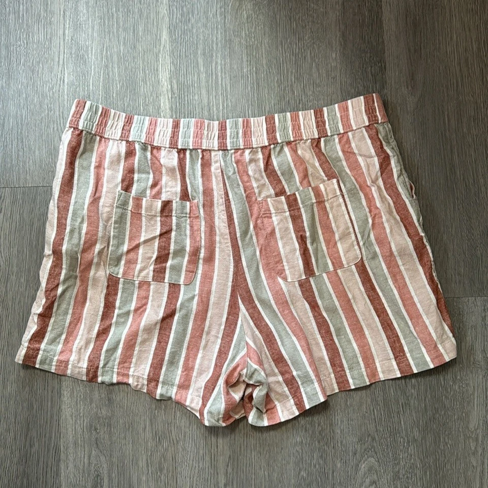 Pantalones Cortos Sonoma Mezcla de Lino Rayas Fluidos Verano Plus Talla 1X Foto 4 de 4