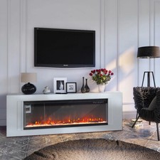 40-80 inch 3-Sided Electric Media Wall Fire Recessed Fireplace 9 Flame Colours