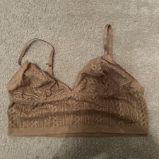 Aerie Bralette Lace Unlined Pullover Adjustable Straps Beige Size Medium
