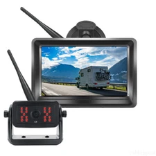 Wireless 5" DVR Monitor Solar Magnetic Rear View Reversing Camera For Caravan Rv