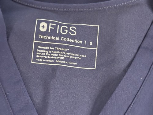 Figs Casma Three-Pocket Scrub Top Women S NWOT Short Sleeve V-neck Pullover Navy - Picture 6 of 14