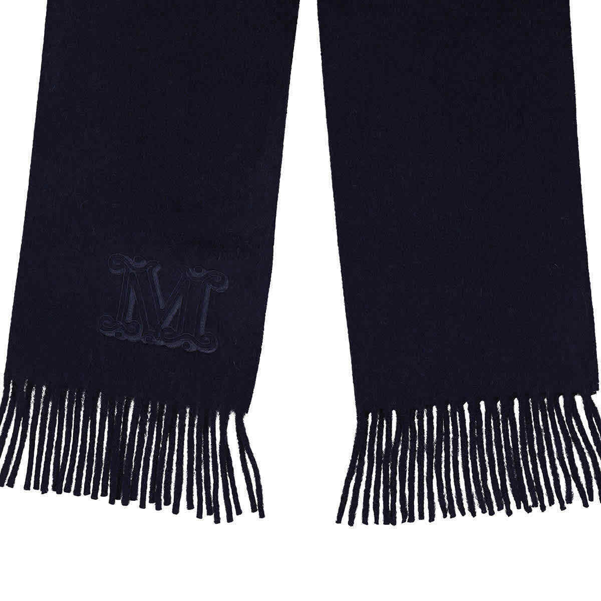 Max Mara women's 100% Cashmere Black Wsdalia logo Scarf