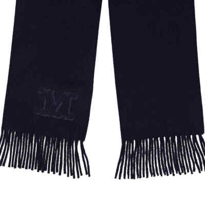 Max Mara women's 100% Cashmere Black Wsdalia logo Scarf