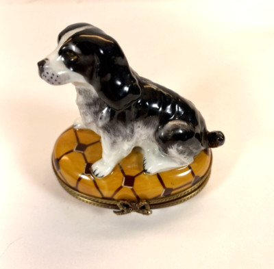 Vintage Limoges Peint Main France Trinket Box Springer Spaniel