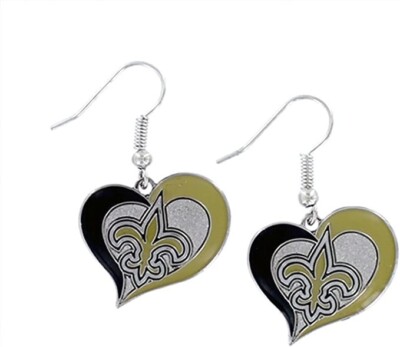 New Orleans Saints Heart Swirl Earrings, NFL Licensed