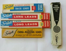 Lot of 5 Vintage Scripto Thick, Long & China Marking Lead Pencil Refill Packs