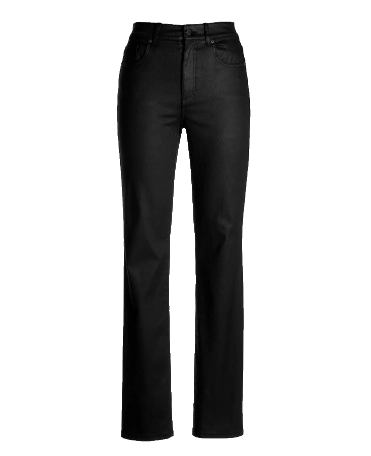 Boston Proper Newport High Rise Coated Slim Straight Pant 2 Black Goth Mobwife