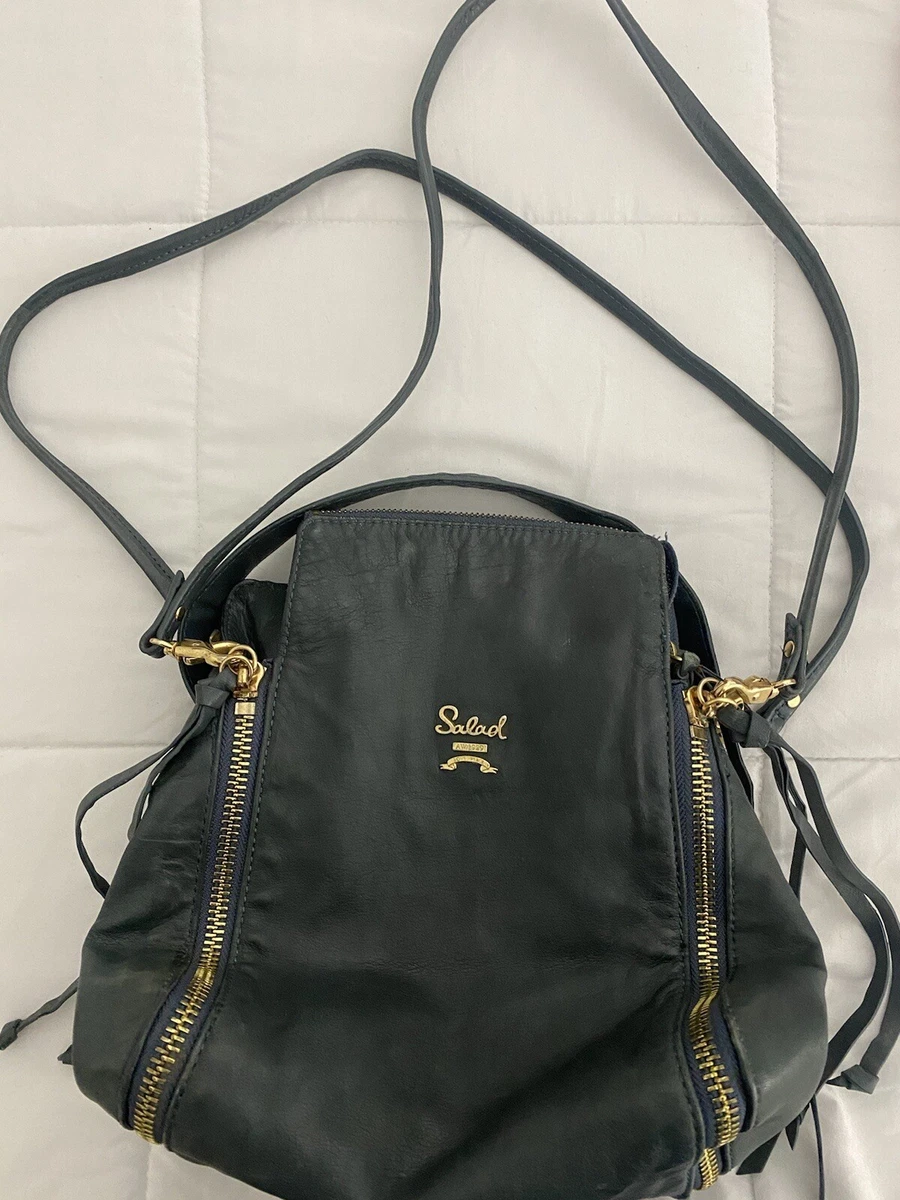 RARE I Love Salad LEATHER Bag BLUE Bucket Bag