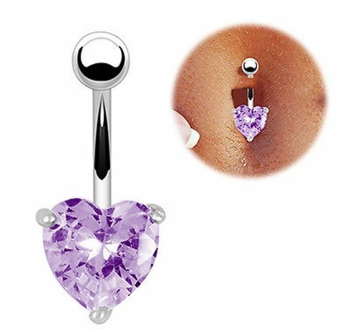 Double Gem Belly Bar Surgical Steel Button Navel Ring Gem Crystal - Picture 5 of 28