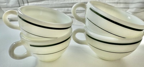 4 tazze da tè caffè in vetro latte Pyrex 701 fascia verde a righe corning 6 oz - Foto 2 di 5