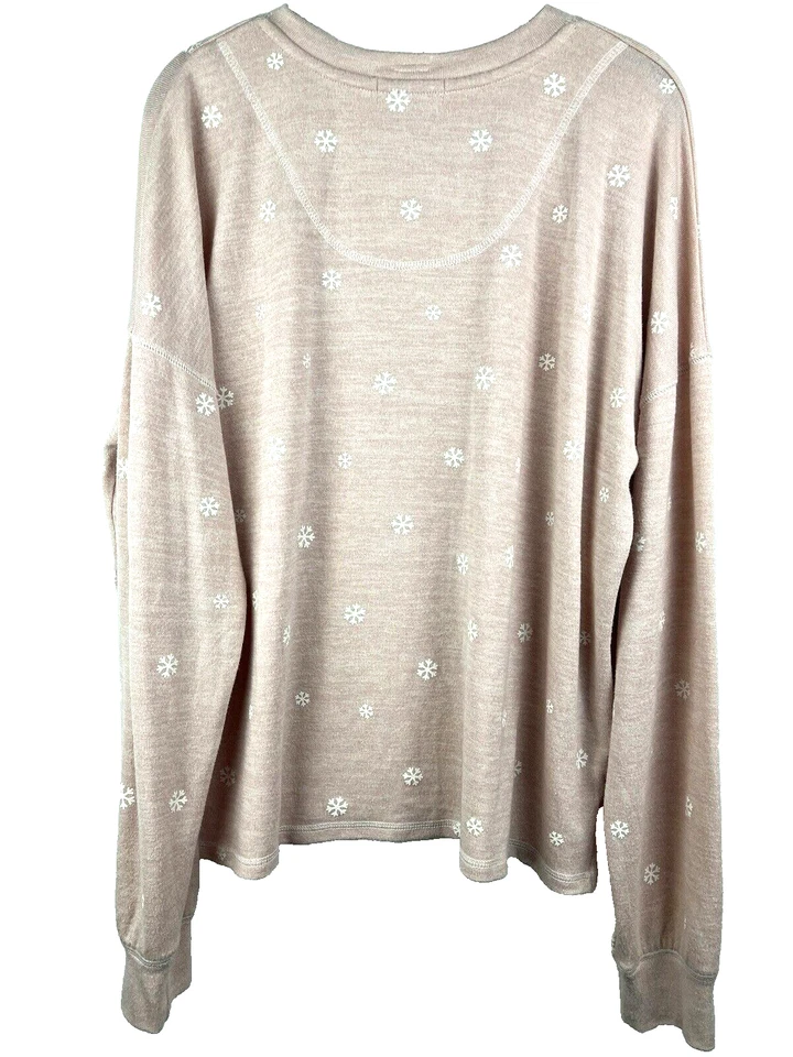 Top PJ Salvage para mujer XL rosa bordado copos de nieve suave elástico manga larga Foto 3 de 4