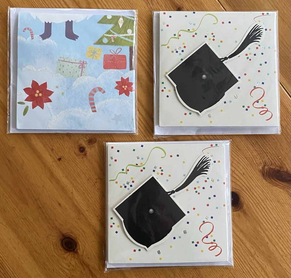 Lot Of 3 Pop-up Greeting Cards NEW Sealed 3-D Graduation Christmas Yeti - Image 2 of 4