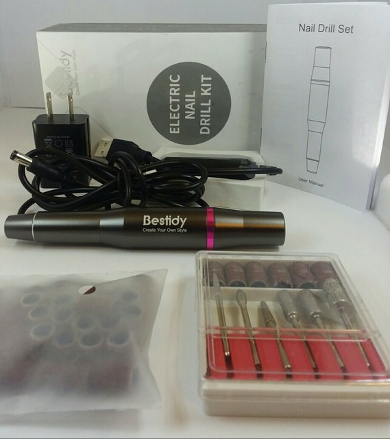 Bestidy Electric Nail Drill Kit,USB Manicure Pen With 6 Pieces New