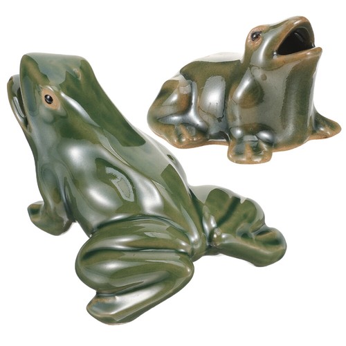 2 Pcs Frosch Keramik Brunnen Für Vogelbad Stück Aquarium Dekoration - Bild 7 von 12