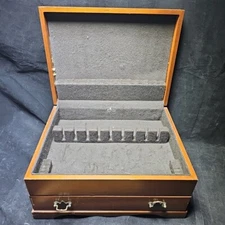 Pacific Silvercloth Vintage Wood Silverware Flatware Storage Chest Box W/ Drawer