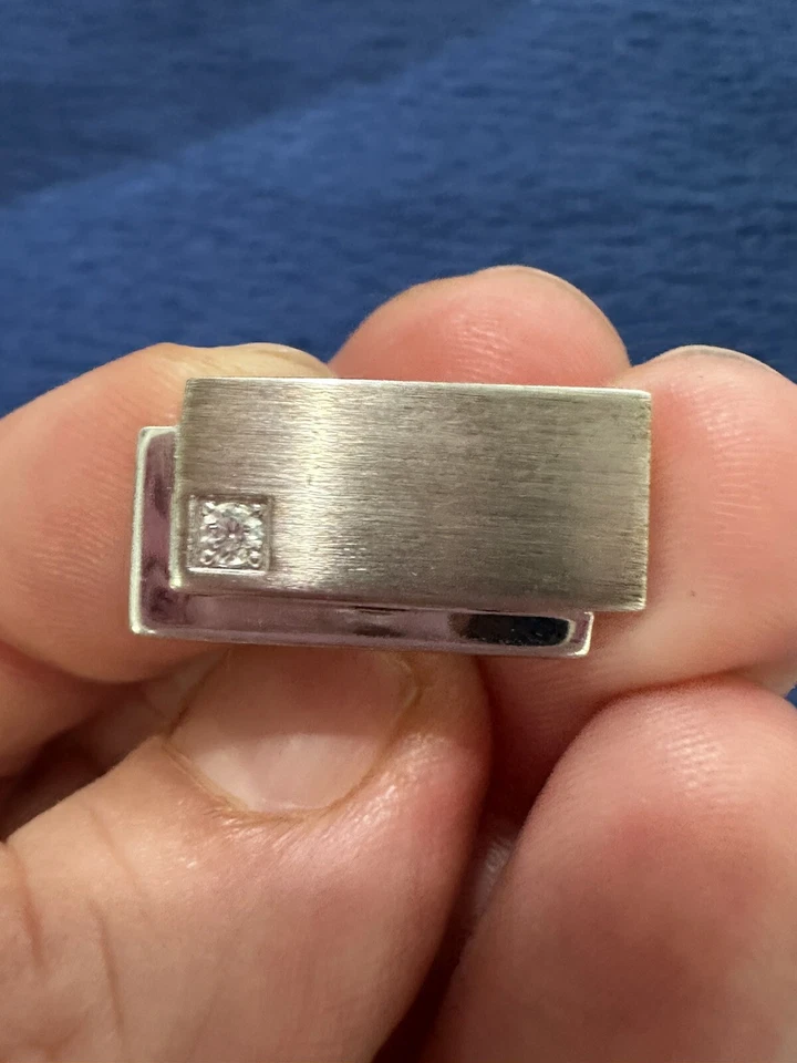 Vtg Dolan Bullock Sterling Silver 925 Diamond Cufflinks, 1” - Image 3 of 4