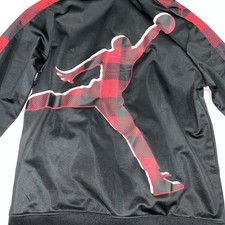 Jordan Air Zip Up Lightweight Track Jacket Boys Size 10/12 Red Black Jumpman