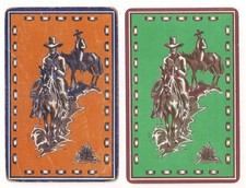 2 VINTAGE SWAP PLAYING CARDS HORSE WESTERN COWBOYS RIDING HORSES