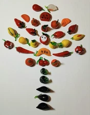 32 *plus bonus* Vintage New Hand Blown Glass Art Murano Style Mini Fruit and Veg