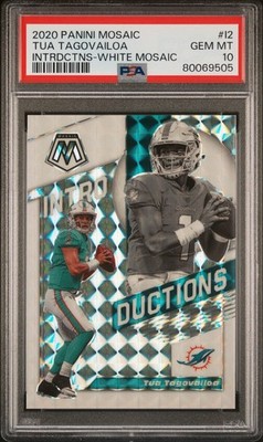 2020 Panini Mosaic Introductions Tua Tagovailoa White /25 PSA 10 Rookie