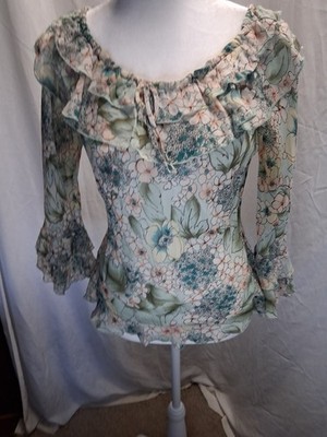 Vintage The Limited Silk Womens XS Fairy Whimsy Blouse Sheer Coquette Y2K 