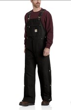 Carhartt 106672-BLK Firm Duck Loose-Fit Insulated Bib Overalls M: SZ: LRG Tall