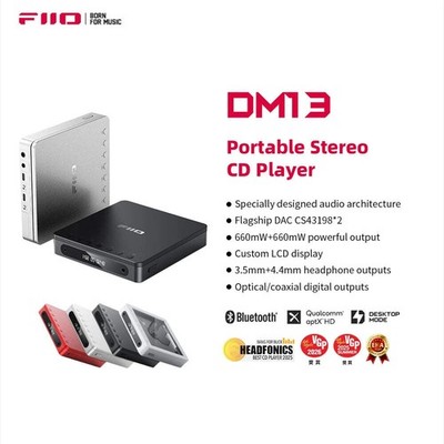 FiiO DM13 Multifunctional Portable Stereo CD Player with Long-Lasting Battery, S