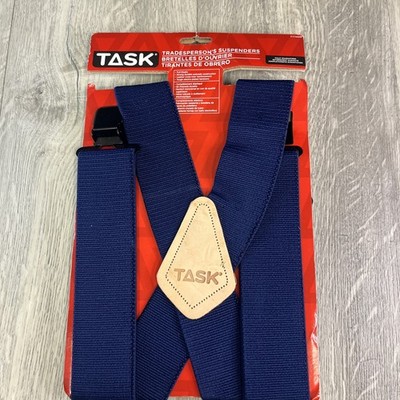 TASK Tradesperson s  Work Suspenders, Elastic Straps Blue T77409 MADE In USA