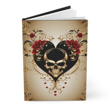 Skull and Heart Shape  Journal for Women  Matte Lined Hardcover Notebook