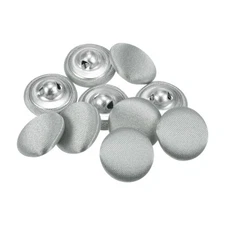 10pcs 15mm Fabric Cloth Covered with Metal Shank Round Buttons, Silver Tone