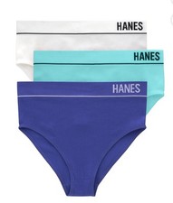 Hanes Originals Women's Seamless Rib Hi-Leg Bikini Underwear, 3-Pack Size M