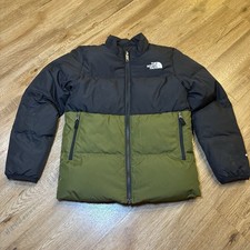 The North Face Boys Reversible Puffer Jacket Down Filled 600 Size 7 Green Black