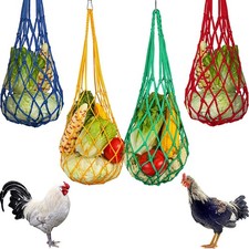 Chicken Vegetable Net Bag Fruit Treat Holder Hanging Feeder Coop Feeding nEW