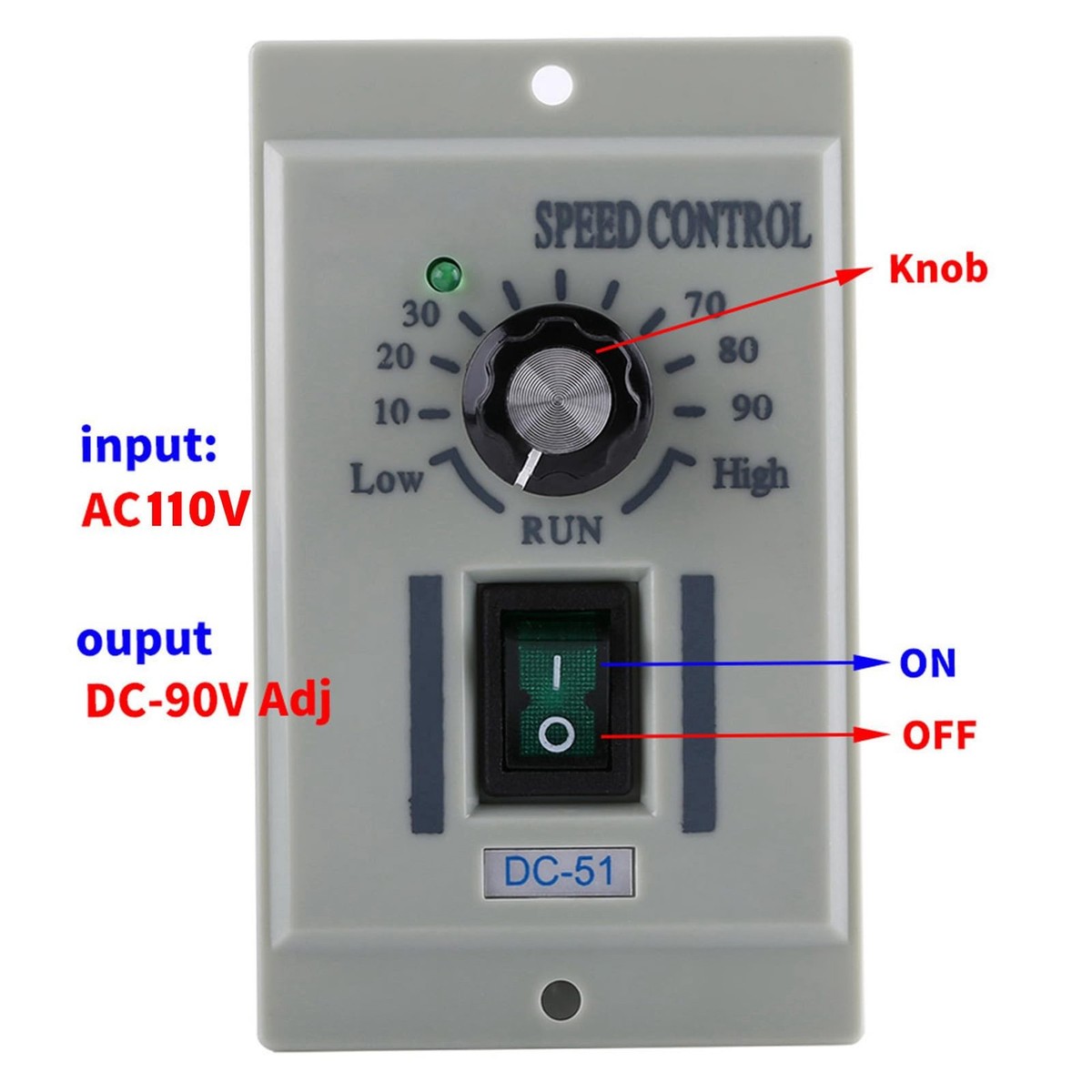 DC Motor Speed Controller, AC 110V Input DC 24V-90V Output
