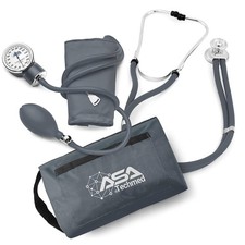 ASA TECHMED Dual Head Stethoscope Blood Pressure Cuff Set w/Case Gray
