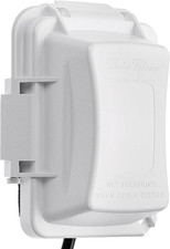 Weatherproof Electrical Outlet Cover, 1-Gang, White Plastic Outdoor Outlet Cover