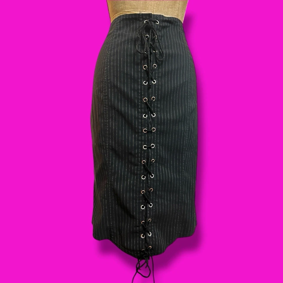 LIP SERVICE Y2K ESTILO RARO Gangsta Pranksta Corsé Cordones Falda Lápiz De Colección  Foto 4 de 4