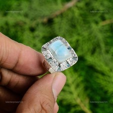 Daughters Day Deal Sterling Silver Larimar Gemstone Statement Boho Ring Jewelry