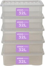 Image of Storage Box With Lid 32L Wham Plastic Storage Container Box,Tint Grey Set of 5