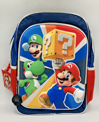 Nintendo Super Mario Kids ''Gametime'' Blue Backpack - Mario, Luigi, Yoshi