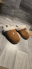 Polo Ralph Lauren Women's Faux-Fur-Lined Scuff Slippers Size 8 Memory Foam