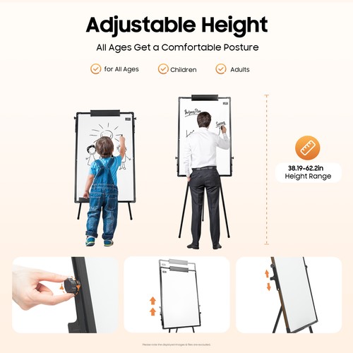 36 X 24 Inch Portable Dry Erase Board Height Adjustable School Office Whiteboard - Picture 3 of 14